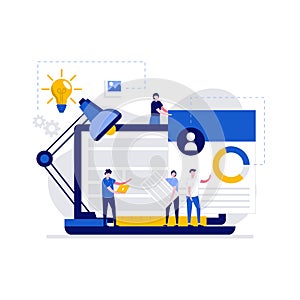 Programming and web design concept with character. Programmer and developers building website. Website optimization and