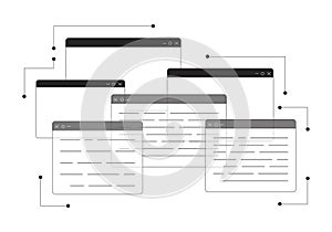 Programming webpages black and white 2D line cartoon object