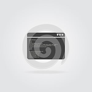 Programming window with code of CSS. Web browser page with code on grey background. Vector
