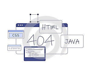 Programming Window Script and Code as Web and Application Development Vector Illustration