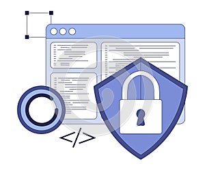 Programming Window Script and Code as Web and Application Development Vector Illustration