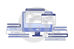 Programming Window Script and Code as Web and Application Development Vector Illustration