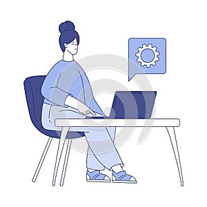 Programming with Woman Character Working on Web Application Development Vector Illustration
