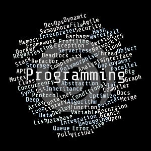 Programming Word Cloud. Circle shape.