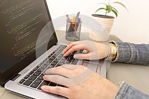 Programming Work Time. Programmer Typing New Lines of HTML Code.