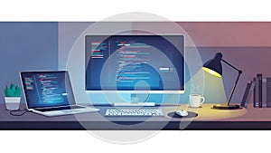 Programming Workspace Coding, Software Development, Computer Setup