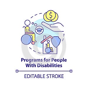 Programs for people with disabilities concept icon