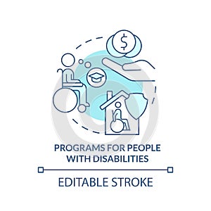 Programs for people with disabilities turquoise concept icon