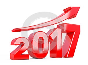 Progress Arrow in New 2017 Year Sign. 3d Rendering