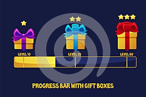 Progress bar with Gift boxes for Game UI