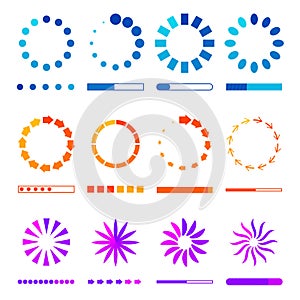 Progress bar icons. loading elements