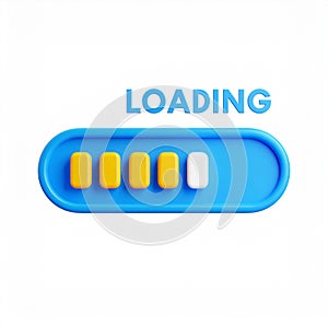 Progress bar with loading indicator in yellow and blue colors on transparent background