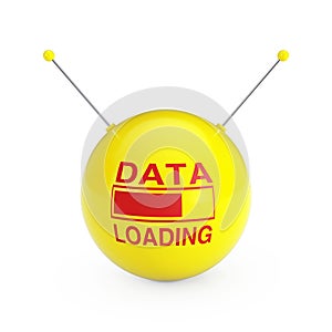 Progress Bar Showing Data Loading with Abstract Yellow Data Sphere. 3d Rendering