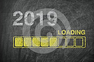 Progress Bar Showing Loading of 2019 New Year on Chalkboard