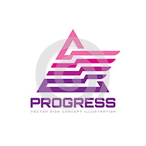 Progress - business vector logo template. Abstract triangle sign. Stylized pyramid structure concept illustration.