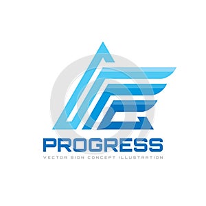 Progress - business vector logo template. Abstract triangle sign. Stylized pyramid structure concept illustration