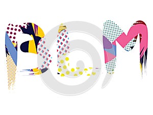 Graffiti inscription `BLM` on a white background