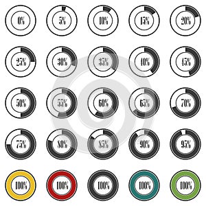 Progress circles with increments in gray design. Vector illustration