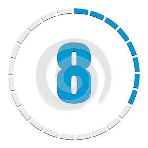 Progress, completion, step indicator. Segmented circle as duration, sequence, steps infographics element. Circular chart, graph.