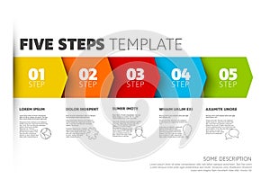 Progress five steps infographic template