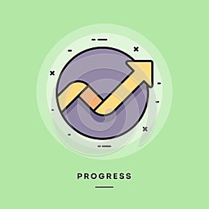 Progress, flat design thin line banner. Vector illustration.