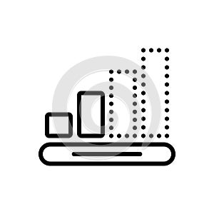 Black line icon for Progress, progression and upward