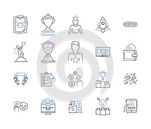 Progress line icons collection. Development, Growth, Improvement, Advancement, Evolvement, Refinement, Success vector