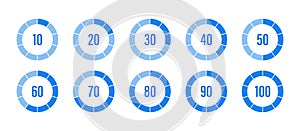 Progress load set loader. Blue vector progress loading bar set. Vector isolated