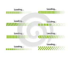 Progress loading bar icons. Loading bar element icon set. Loading progress bar vector illustration