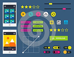 Progress loading bar indicators download progress ui-ux web interface design template file upload vector illustration