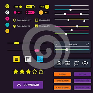 Progress loading bar indicators download progress ui-ux web interface design template file upload vector illustration