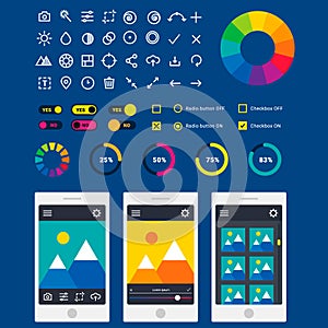 Progress loading bar indicators download progress ui-ux web interface design template file upload vector illustration