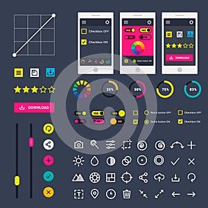 Progress loading bar indicators download progress ui-ux web interface design template file upload vector illustration
