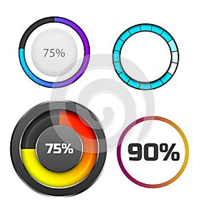 Progress loading bar indicators download progress ui-ux web interface design template file upload vector illustration
