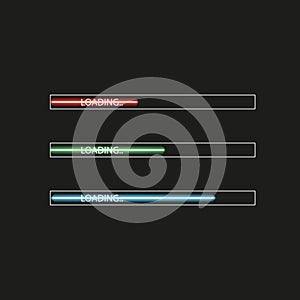 Progress loading bar with lighting. Concept technology. Vector illustration