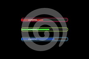 Progress loading bar with lighting. Concept technology. Vector illustration