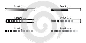 Progress loading bar, set of icons