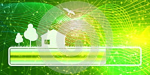 Progress or loading bar with trees and house