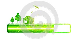 Progress or loading bar with trees and house