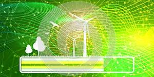 Progress or loading bar with trees and wind turbine