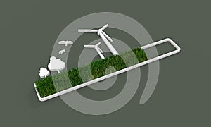 Progress or loading bar with trees and wind turbine