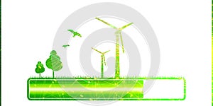 Progress or loading bar with trees and wind turbine