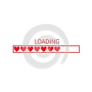 Progress loading status bar icon. Love collection. Red heart. Funny happy valentines day element.Web design app download timer. Wh