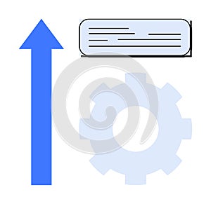 Progress and Optimization Concept with Gear, Arrow, and Text Block