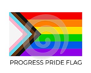 Progress Pride Rainbow Flags. Symbol of LGBT community. Vector flag sexual identity. Easy to edit template for banners, signs,