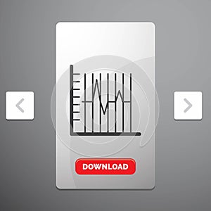 progress, report, statistics, patient, recovery Glyph Icon in Carousal Pagination Slider Design & Red Download Button