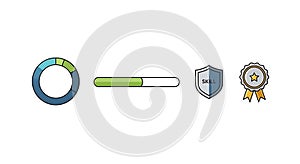 Progress, Skill, and Achievement Vector Icons Set