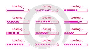Progress status. Ui graphic icon, flat download bar signor empty loader set. Upload backup, downloading or update