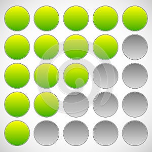 Progress, step, phase indicators. Simple 5-step progress bars.