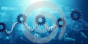 Progress to Business Success Depicted with Rotating Gears Illustrating Strategy, Innovation, and Growth photo